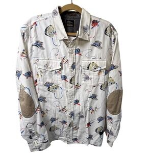 LL BEAN x TODD SNYDER Mens Fishing Reel Flannel Button Shirt, Sz XL NWT